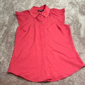 Express Coral Button-Down Sleeveless Shirt